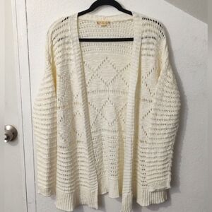 It's Our Time Whie Open-Knit Cardigan Size XL